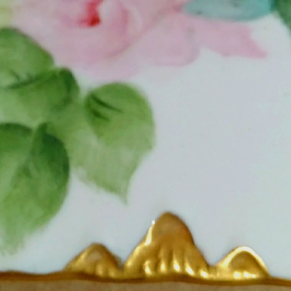 Vintage Long Shabby Chic Ceramic Rose Pattern Gold Gold Trimmed Storage Box - Picture 4 of 11